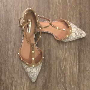 Snake Print Leather Studded Flat (Nordstrom)